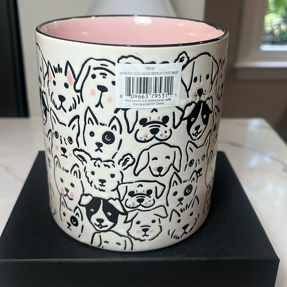 Spectrum Designz Harvey Dog Head Repeat Mug ~ Cream, Black & Pink; 21 oz NWT - Picture 3 of 12